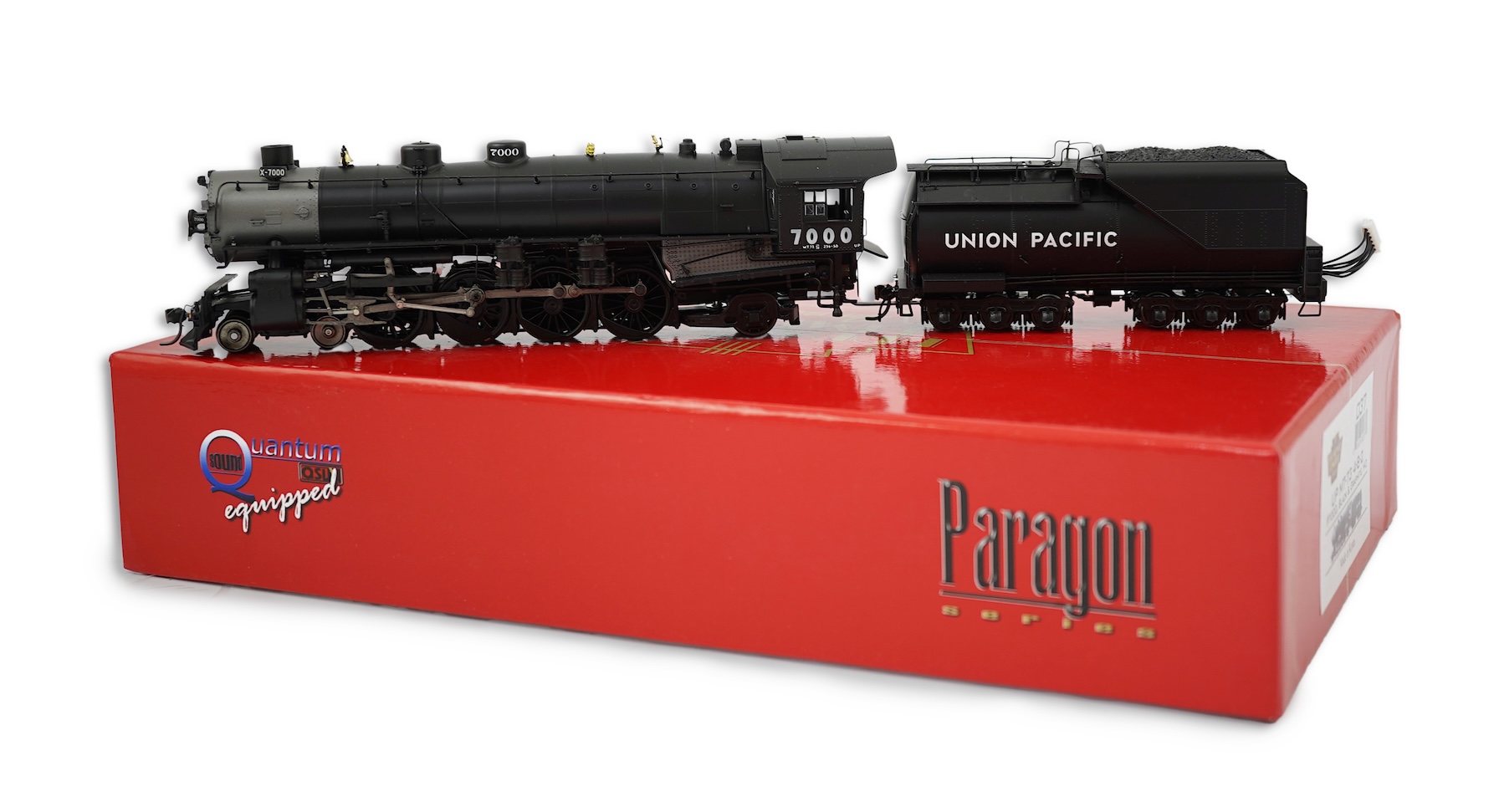 A boxed HO gauge Broadway Limited Paragon Series (037) model of Union Pacific MT-73, 7000, 4-8-2 locomotive with bogie tender, powered for two rail operation.